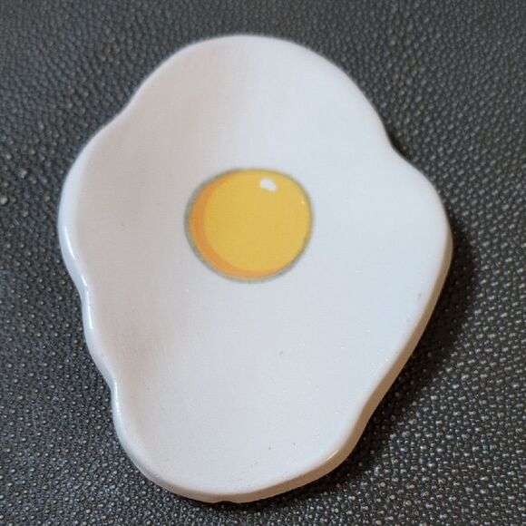 Egg-Inspired Ceramic Dish Spoon Rest Signed Palmer - Picture 9 of 9